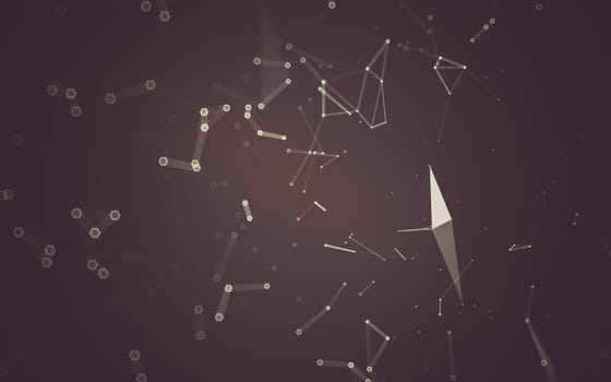 Abstract polygonal space low poly dark background with connecting dots and lines. Connection structure. 3d rendering