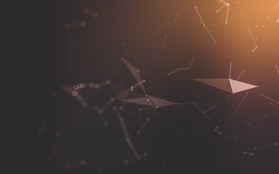 Abstract polygonal space low poly dark background with connecting dots and lines. Connection structure. 3d rendering