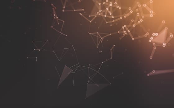 Abstract polygonal space low poly dark background with connecting dots and lines. Connection structure. 3d rendering