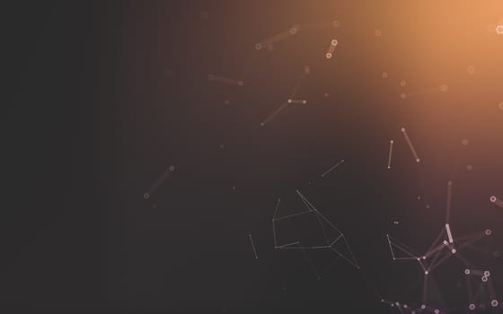 Abstract polygonal space low poly dark background with connecting dots and lines. Connection structure. 3d rendering