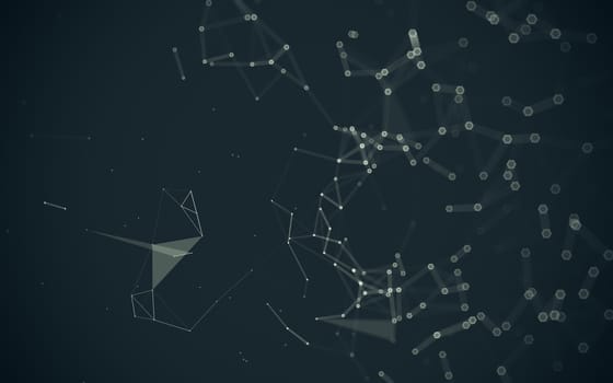 Abstract polygonal space low poly dark background with connecting dots and lines. Connection structure. 3d rendering