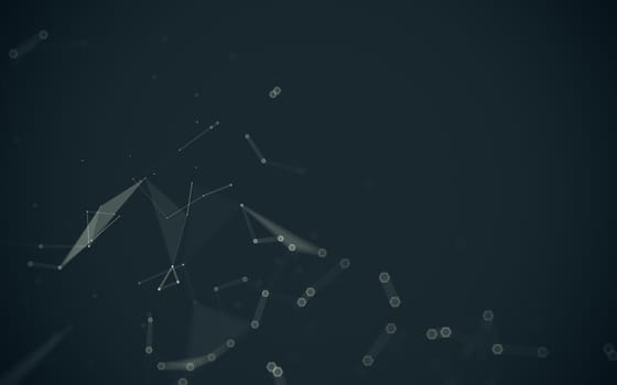 Abstract polygonal space low poly dark background with connecting dots and lines. Connection structure. 3d rendering