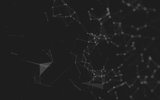 Abstract polygonal space low poly dark background with connecting dots and lines. Connection structure. 3d rendering