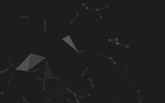 Abstract polygonal space low poly dark background with connecting dots and lines. Connection structure. 3d rendering