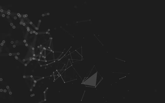 Abstract polygonal space low poly dark background with connecting dots and lines. Connection structure. 3d rendering