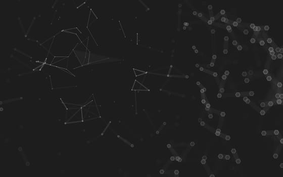 Abstract polygonal space low poly dark background with connecting dots and lines. Connection structure. 3d rendering