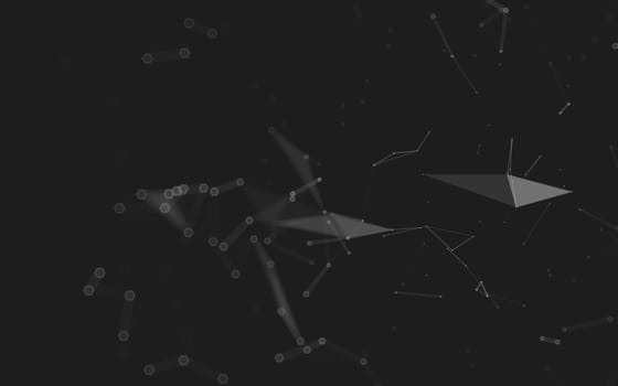 Abstract polygonal space low poly dark background with connecting dots and lines. Connection structure. 3d rendering