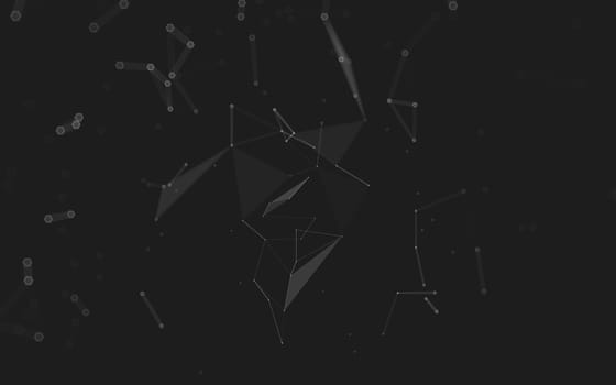 Abstract polygonal space low poly dark background with connecting dots and lines. Connection structure. 3d rendering