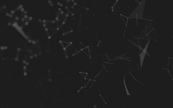 Abstract polygonal space low poly dark background with connecting dots and lines. Connection structure. 3d rendering