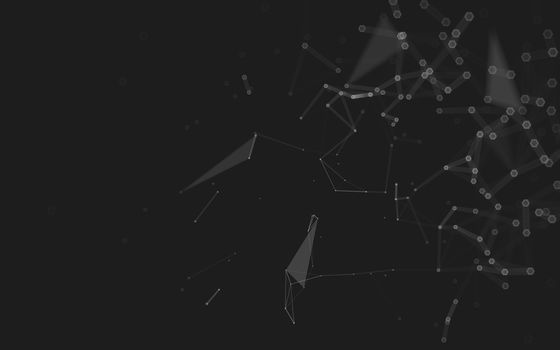 Abstract polygonal space low poly dark background with connecting dots and lines. Connection structure. 3d rendering