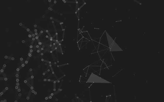 Abstract polygonal space low poly dark background with connecting dots and lines. Connection structure. 3d rendering