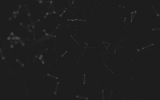 Abstract polygonal space low poly dark background with connecting dots and lines. Connection structure. 3d rendering