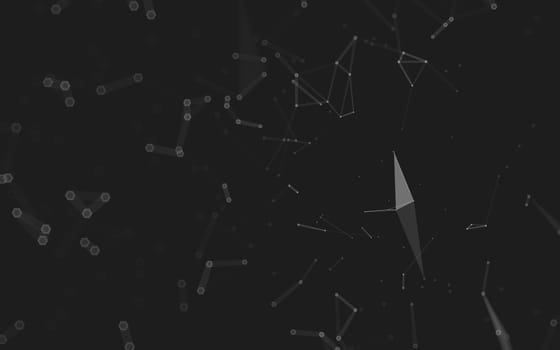 Abstract polygonal space low poly dark background with connecting dots and lines. Connection structure. 3d rendering