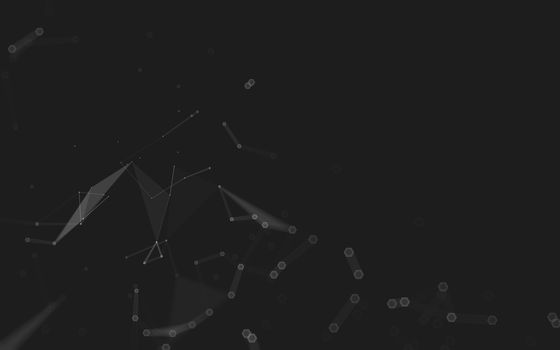 Abstract polygonal space low poly dark background with connecting dots and lines. Connection structure. 3d rendering