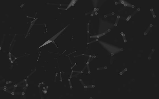 Abstract polygonal space low poly dark background with connecting dots and lines. Connection structure. 3d rendering