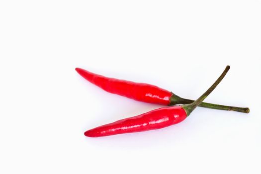Red hot chili peppers on white background 
