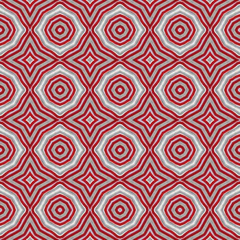 Abstract seamless red, gray and white background with star and circle shapes.