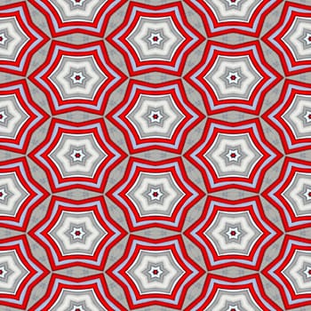 Abstract seamless red, gray and white background with star shapes.