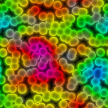 Detailed colorful bacteria placed on a black background.