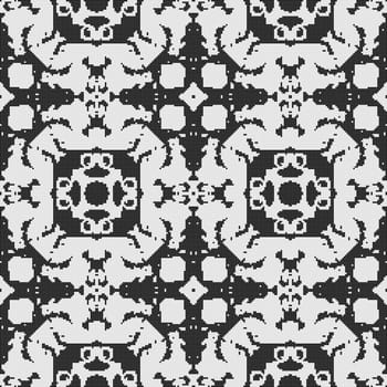 White lace curtain abstract seamless pattern on a black background.