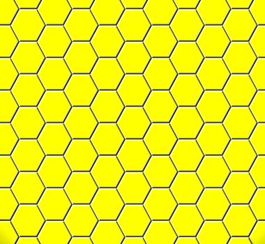 Abstract yellow honeycomb seamless pattern illustration.