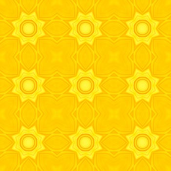 Yellow kaleidoscope floral abstract seamless background illustration.