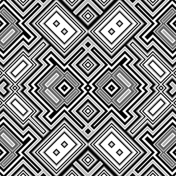 Seamless geometric retro black and white background made from simple squares.