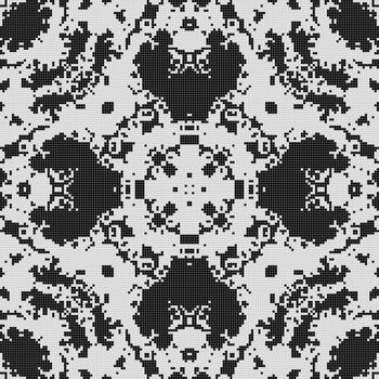 White lace curtain abstract seamless pattern on a black background.