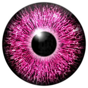 Illustration of a purple eye with light reflection on a white background.