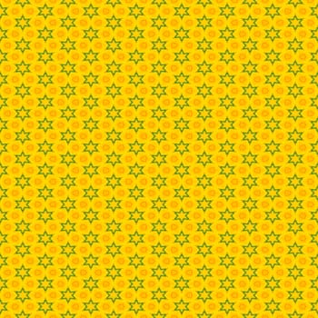 Abstract seamless yellow background with green stars..