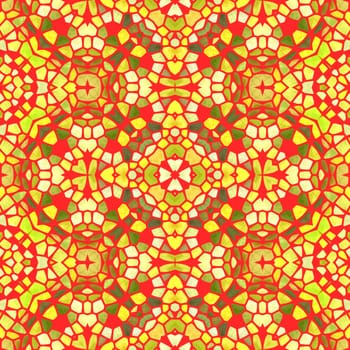 Yellow kaleidoscope seamless abstract background illustration.