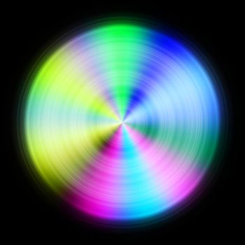 Colorful shiny disc with black background. Illustration.