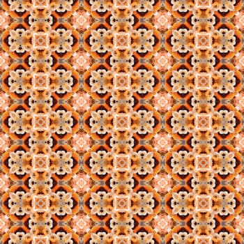 Orange kaleidoscope seamless abstract background illustration.