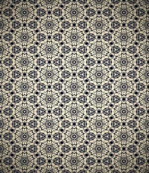 Dark retro wallpaper with flower and star pattern. 