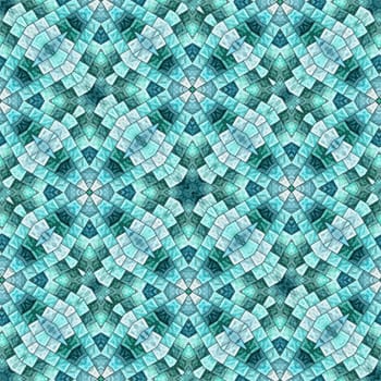 Abstract blue seamless background. Kaleidoscope background with tiles.