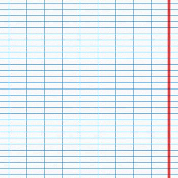 Blank sheet with blue lines and red edge from the notebook.