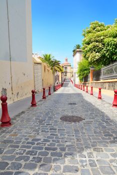 Paved street of the old town La Orotava in the Tenerife, Spain.