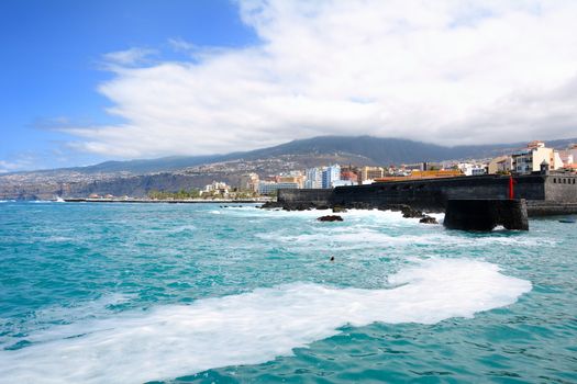 Puerto de la Cruz city coast in the Tenerife, Spain.