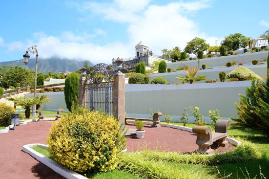 Botanical terraced garden in La Orotava town in the Tenerife, Spain.