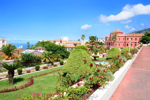 Botanical terraced garden in La Orotava town in the Tenerife, Spain.