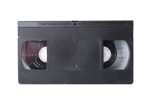 Old black videotape isolated on a white background.