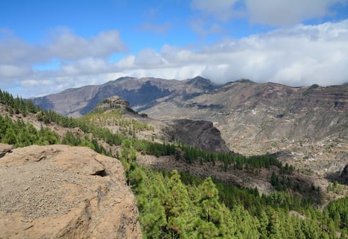 Gran Canaria mountain landscape. View from Roque Nublo peak.