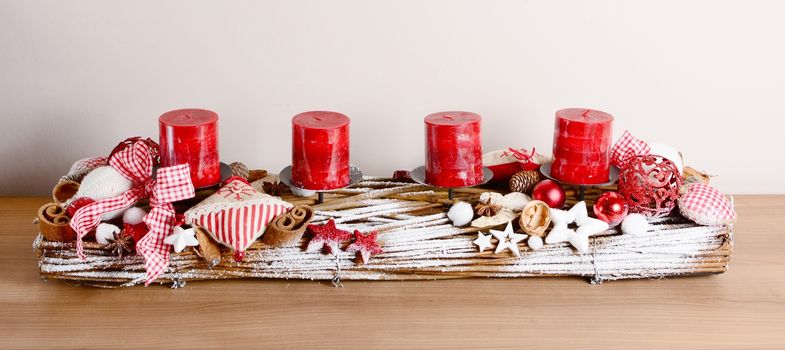 Interior Christmas home decoration on the table.