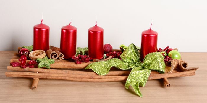 Interior Christmas home decoration on the table.