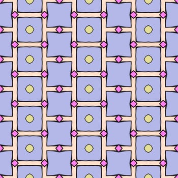 Abstract blue, purple background with squares in cartoon style.