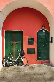 colored building in the island of Prcida, Naples Italy