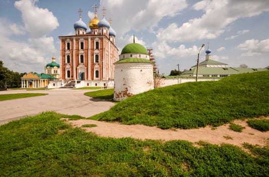 Old churches in the Kremlin in Ryazan, Russia