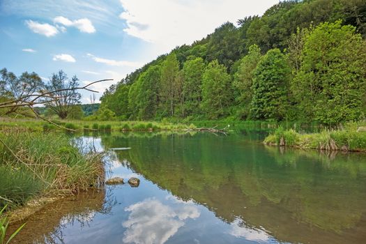 River Brenz near valley Eselsburger Tal - jewel of the swabian alps (Schwaebische Alb)