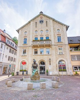 Heidenheim an der Brenz, Germany - May 26, 2016: Elmar-Doch-Haus it is located in the heart of the pedestrian area and hosts the tourist information, city library and the community college.