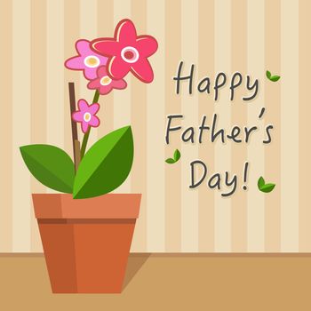Fathers Day Plant Card raster illustration
